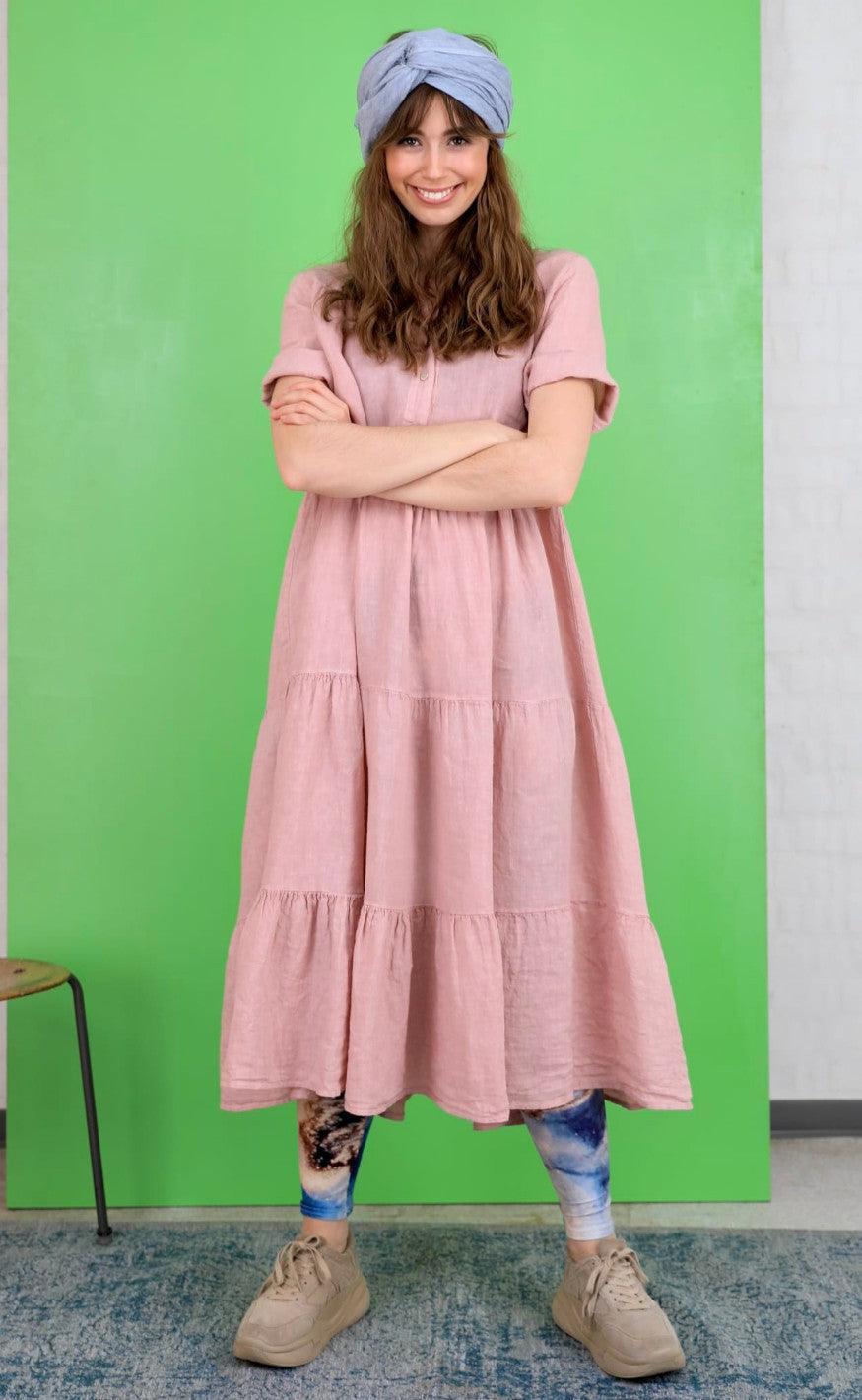 Black Colour Kjole - Siena Linen Maxi - Rose
