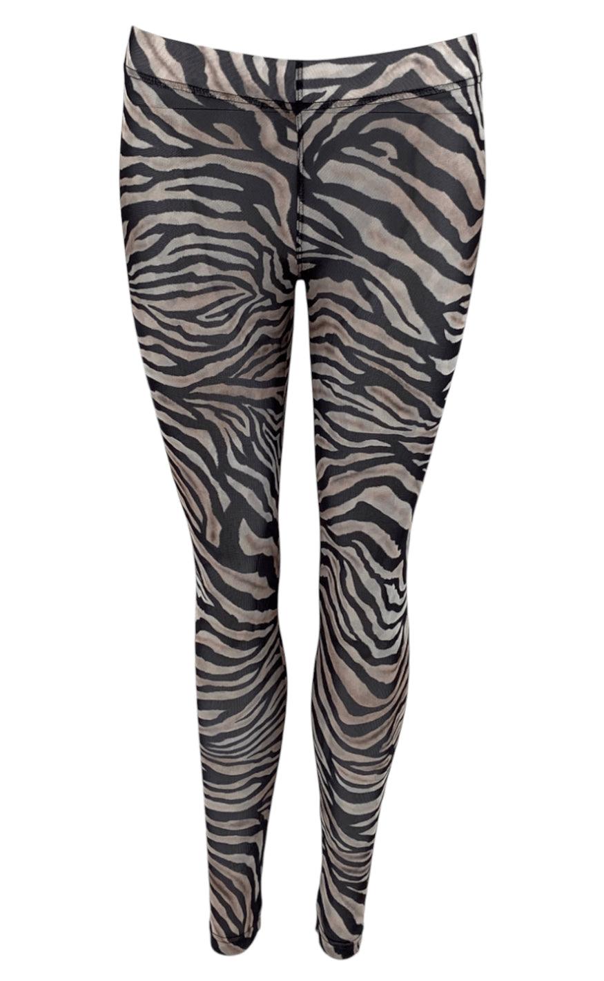 Black Colour Leggings - Annie Mesh - Zebra