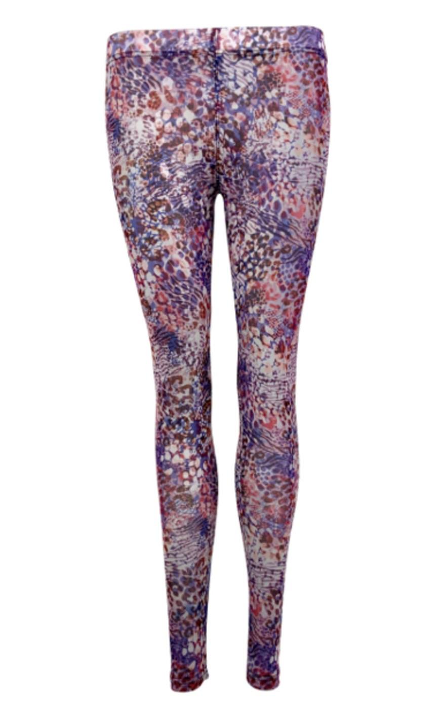 Black Colour Leggings - Florence Mesh - Fuchsia
