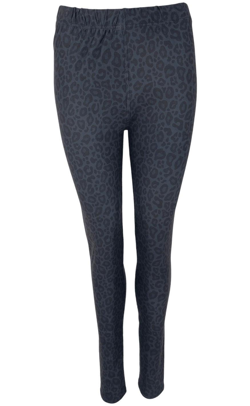 Black Colour Leggings - Robyn - Navy Leo