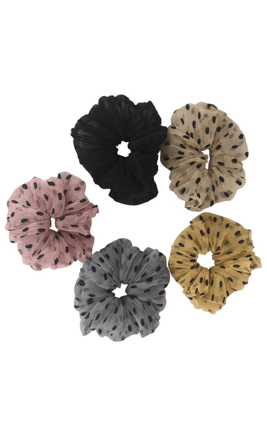 Black Colour Scrunchie - Andrea - Beige
