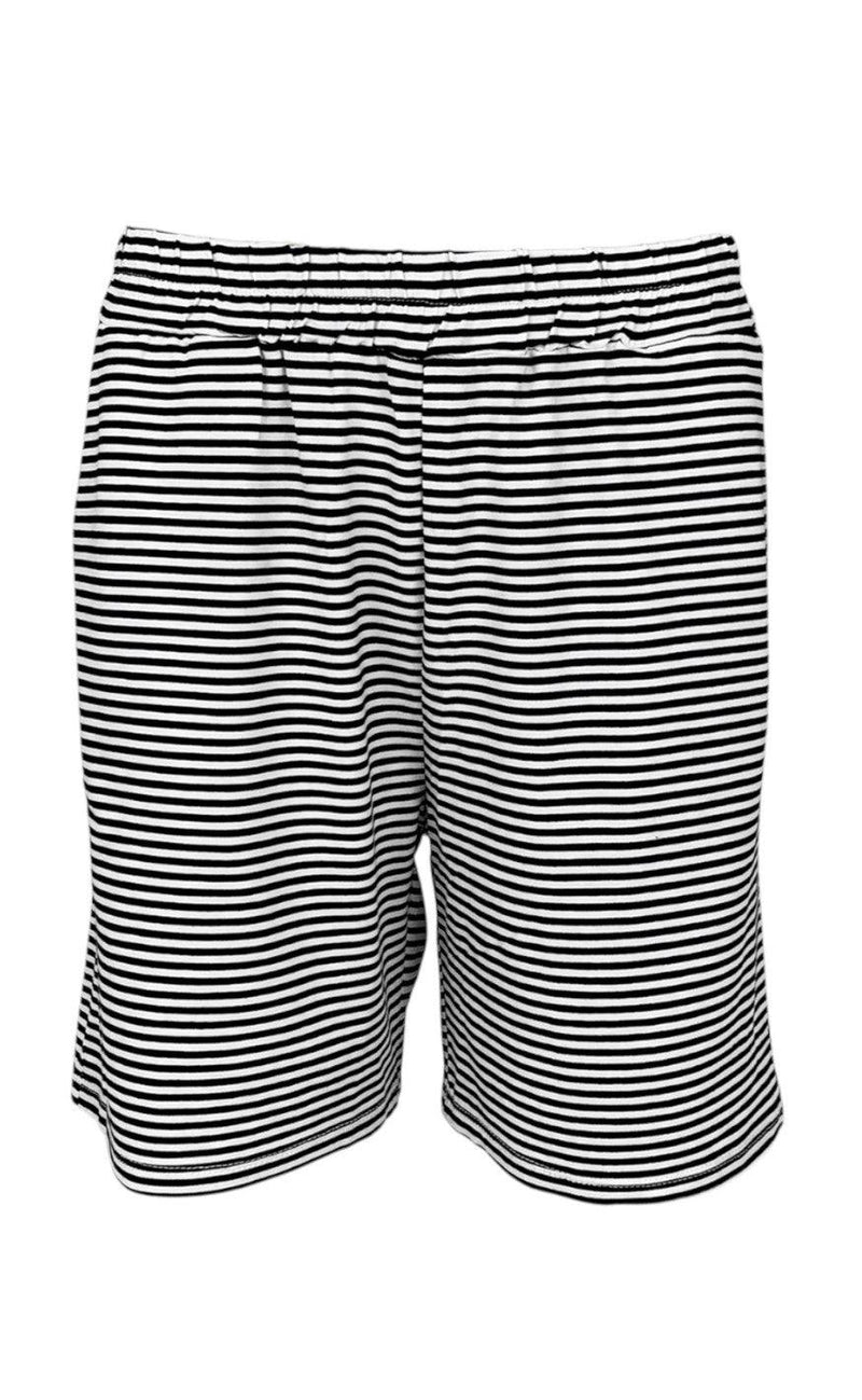 Black Colour Shorts - Polly Jersey Striped - Black