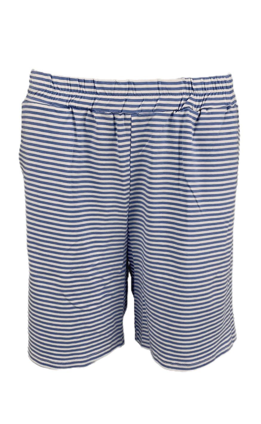 Black Colour Shorts - Polly Jersey Striped - Blue