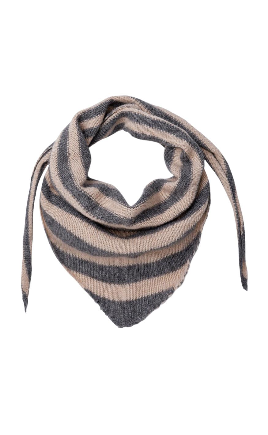 Black Colour Strikket Tørklæde - Triangle Striped - Grey Latte