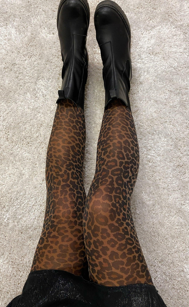 Black Colour Strømpebukser - Alma Leo - Brown Leo