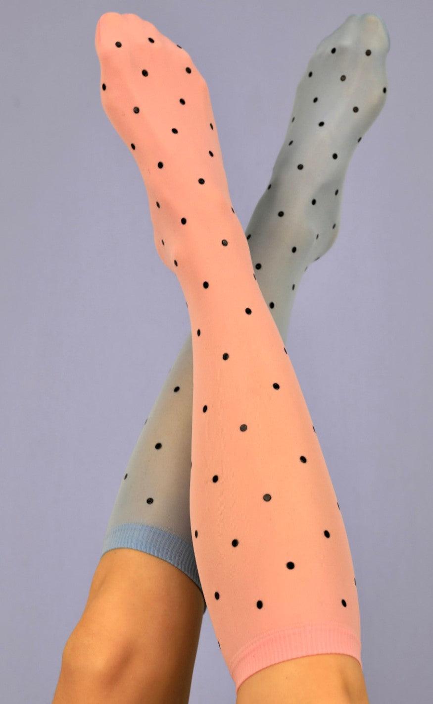 Black Colour Strømper - Aura Knee High Socks - Dots Candy