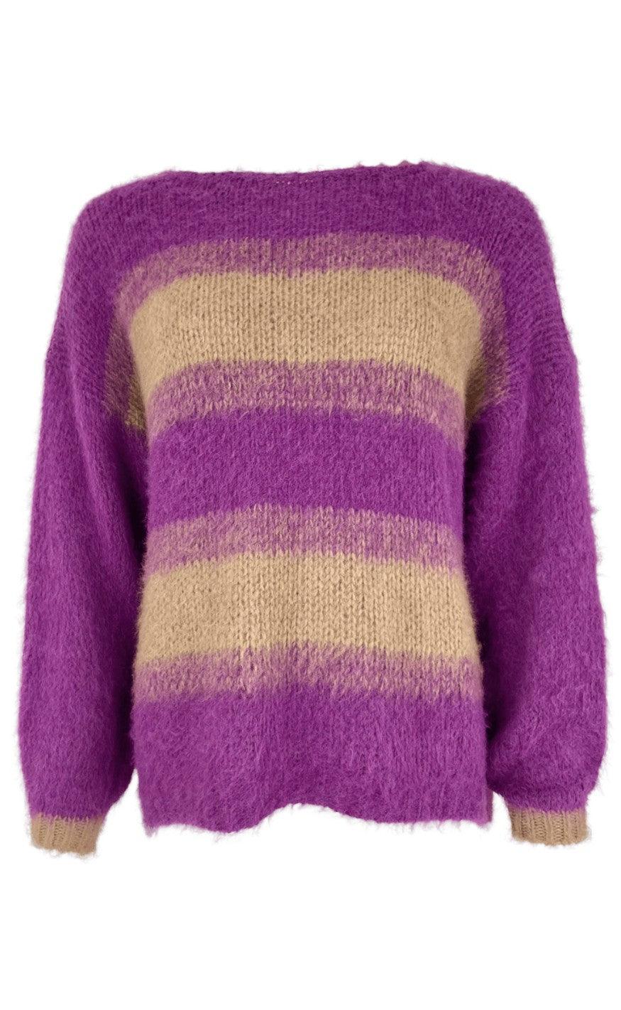 Black Colour Sweater - Avery Brushed Jumper - Frappe/Fuchsia