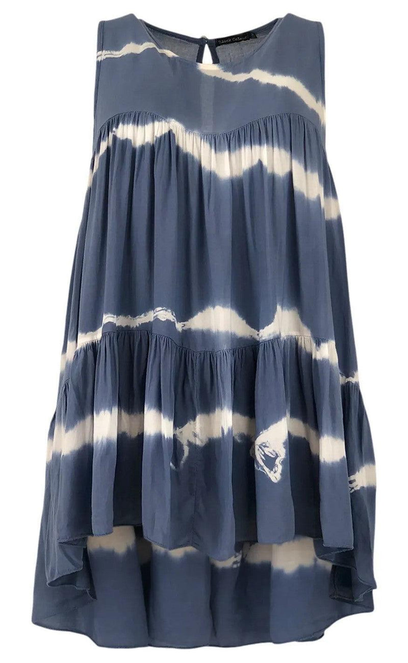 Black Colour Top - Kamma - lt. Blue/Tie Dye