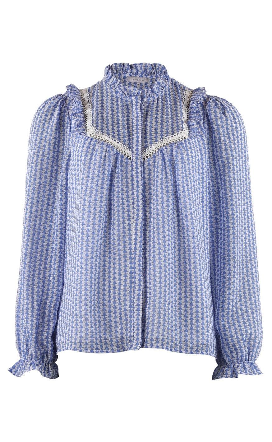 Continue Bluse - Bodil - Blue/White