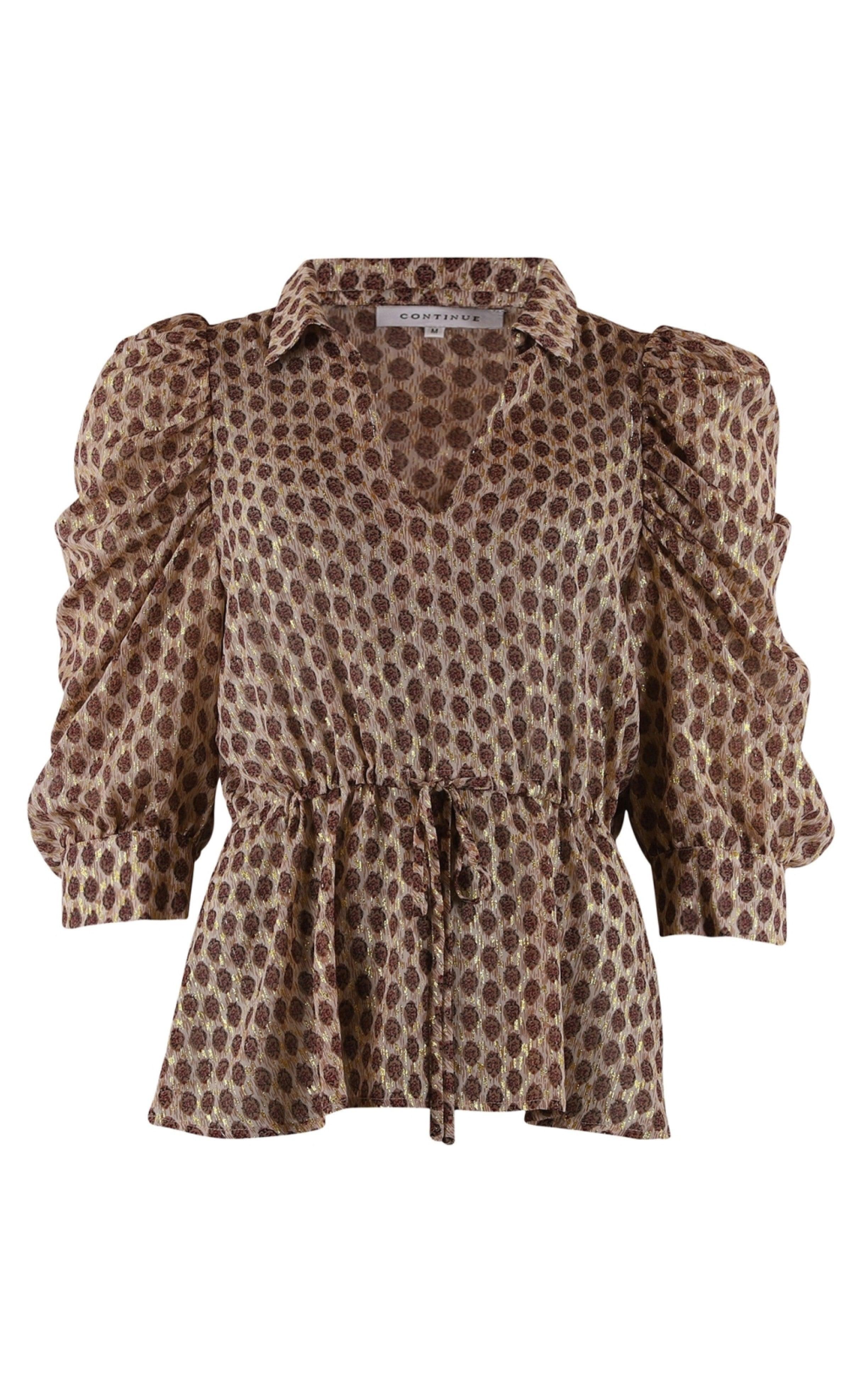 Continue Bluse - Cita - Golden Foil Print Sand