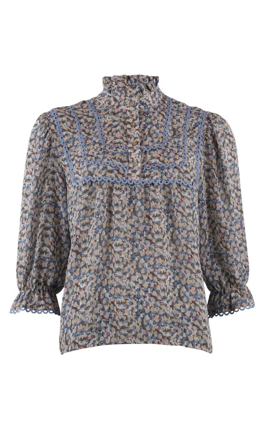 Continue Bluse - Isabella - Blue Flower