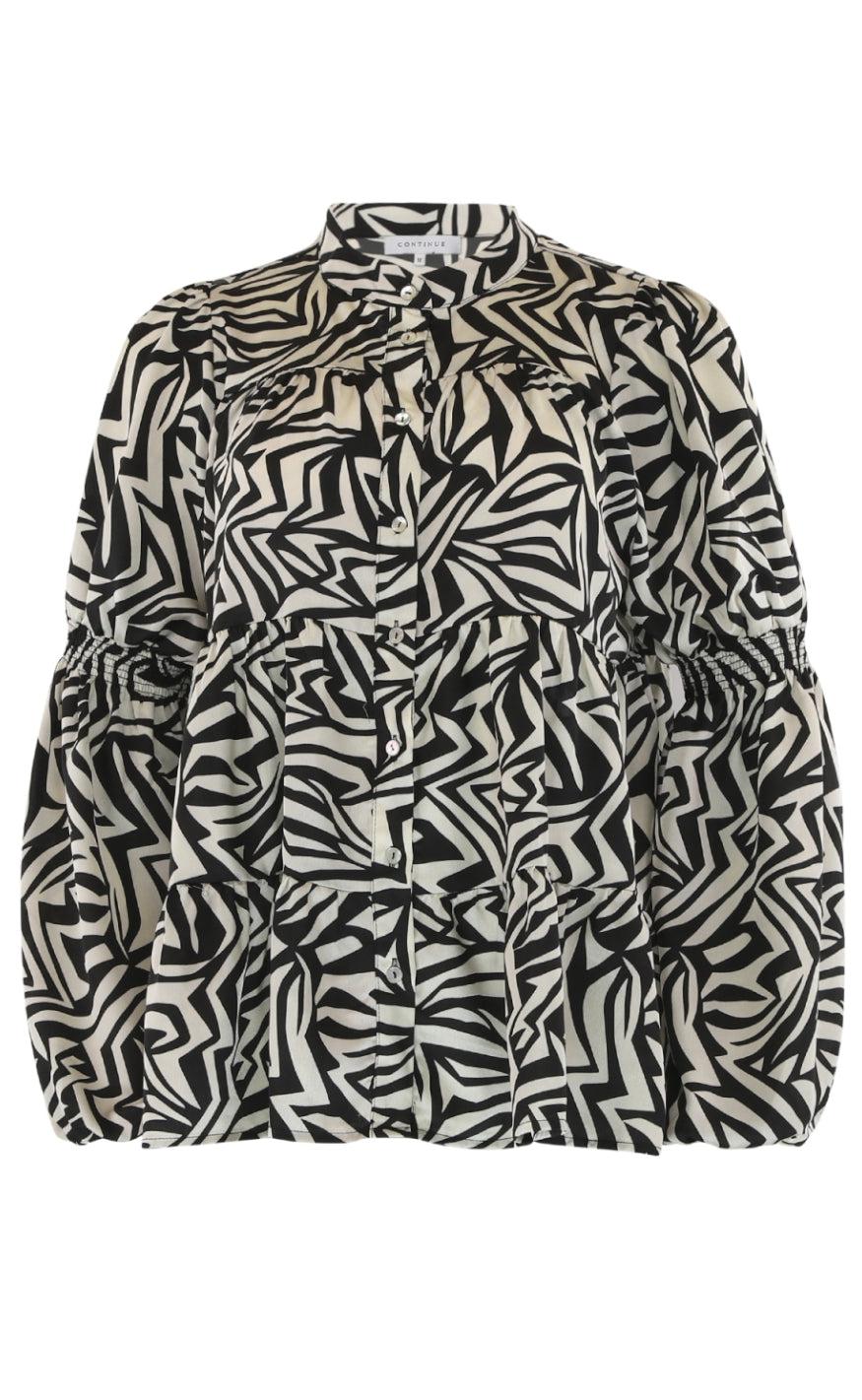 Continue Bluse - Sanna - Black/Offwhite