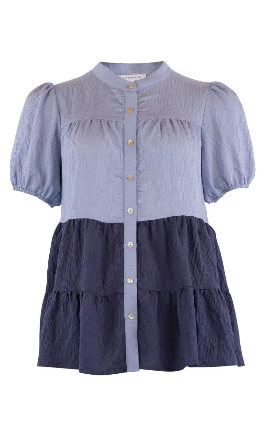 Continue Bluse - Sanna - Blue Colour Block