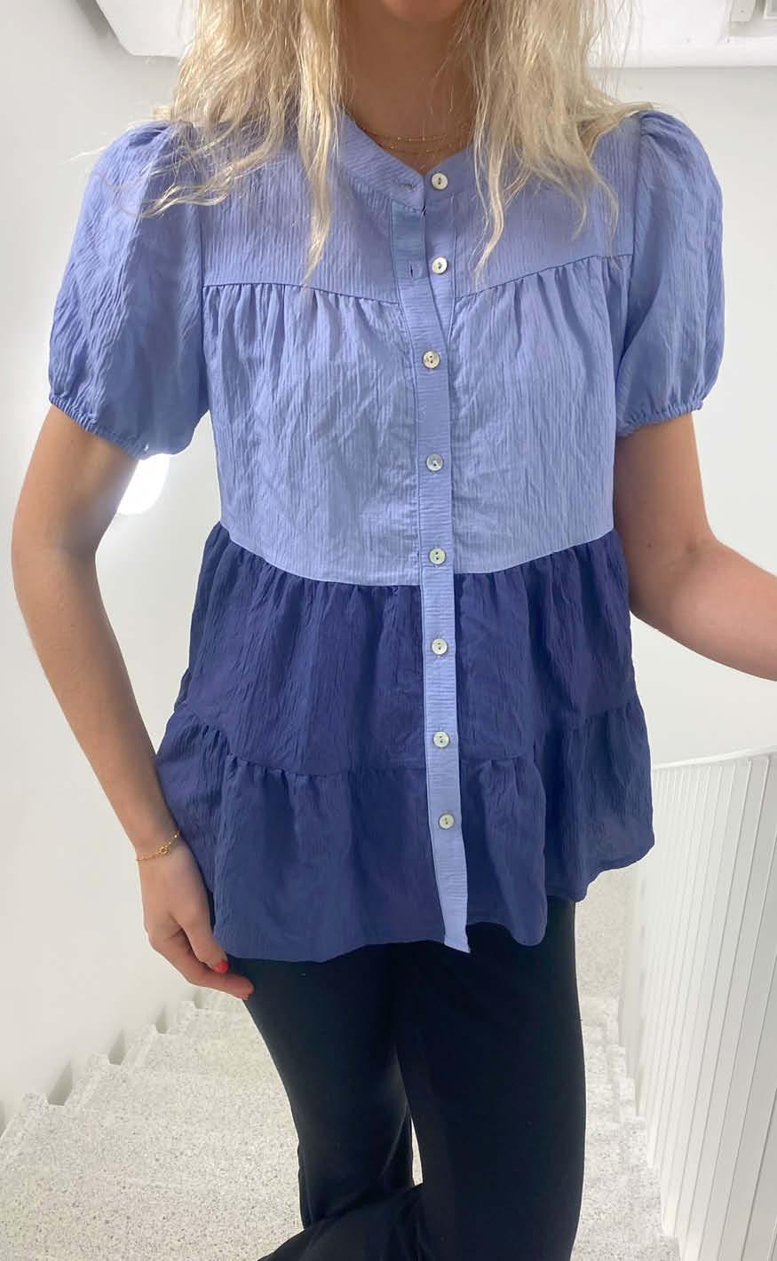 Continue Bluse - Sanna - Blue Colour Block