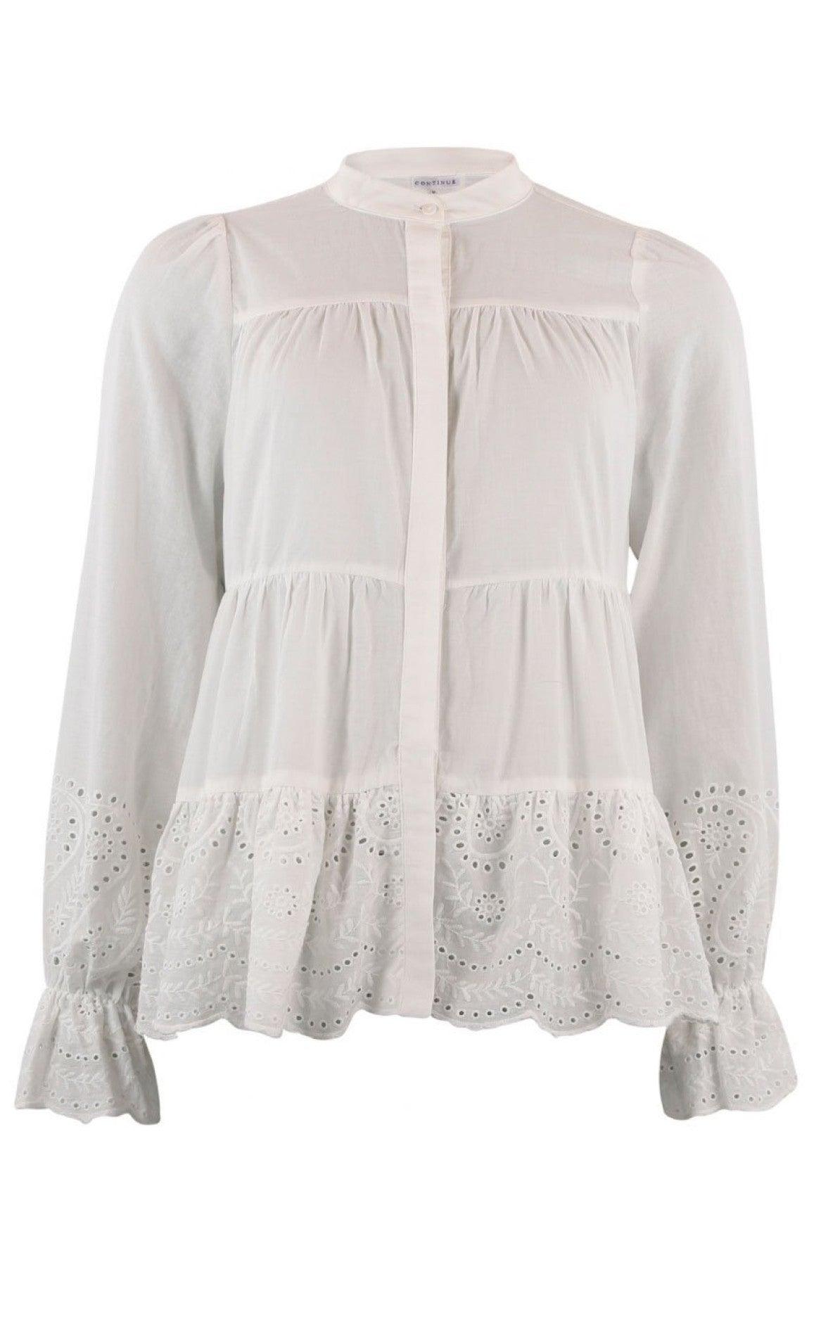 Continue Bluse - Sanna Broderi Anglaise - White