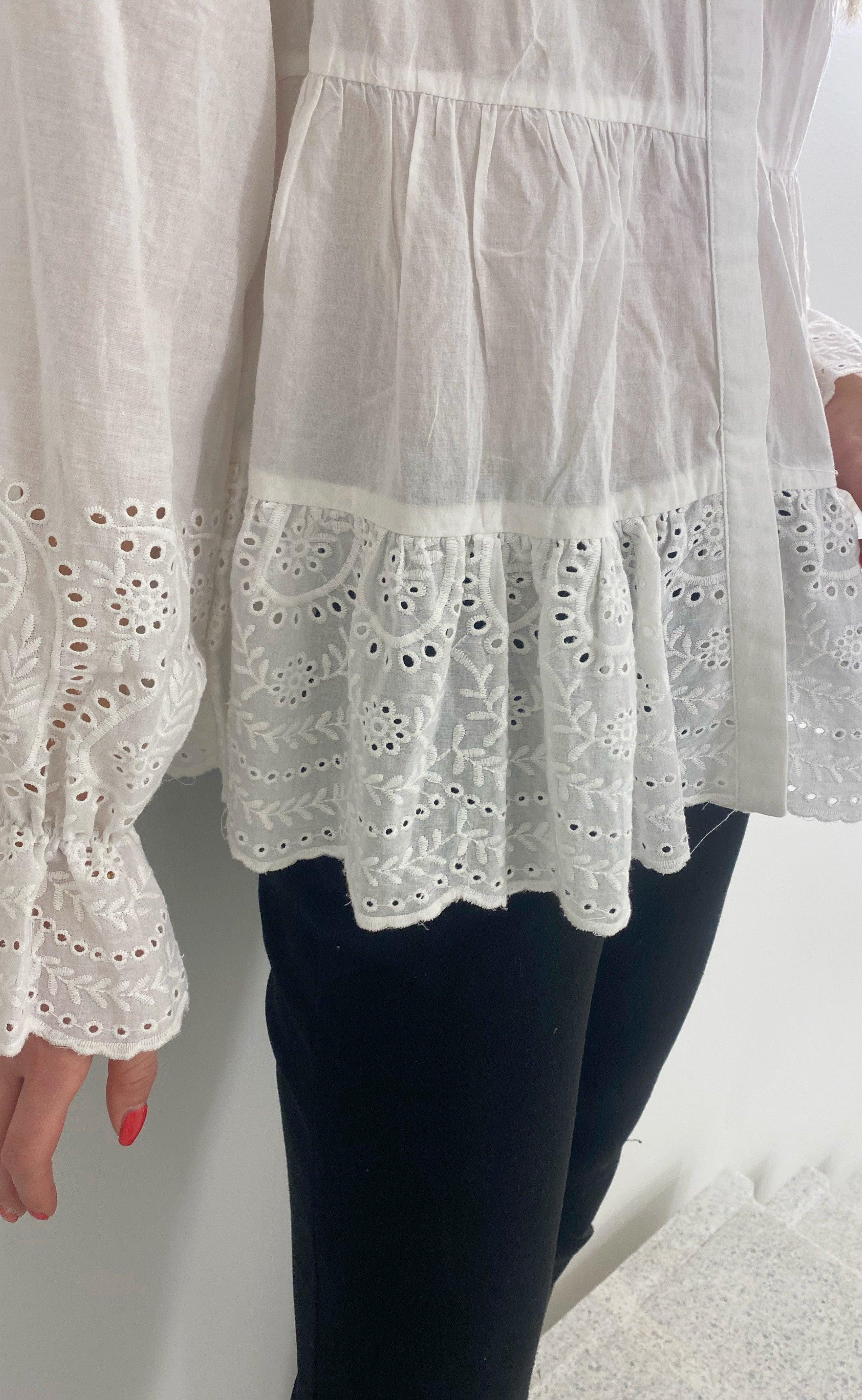 Continue Bluse - Sanna Broderi Anglaise - White