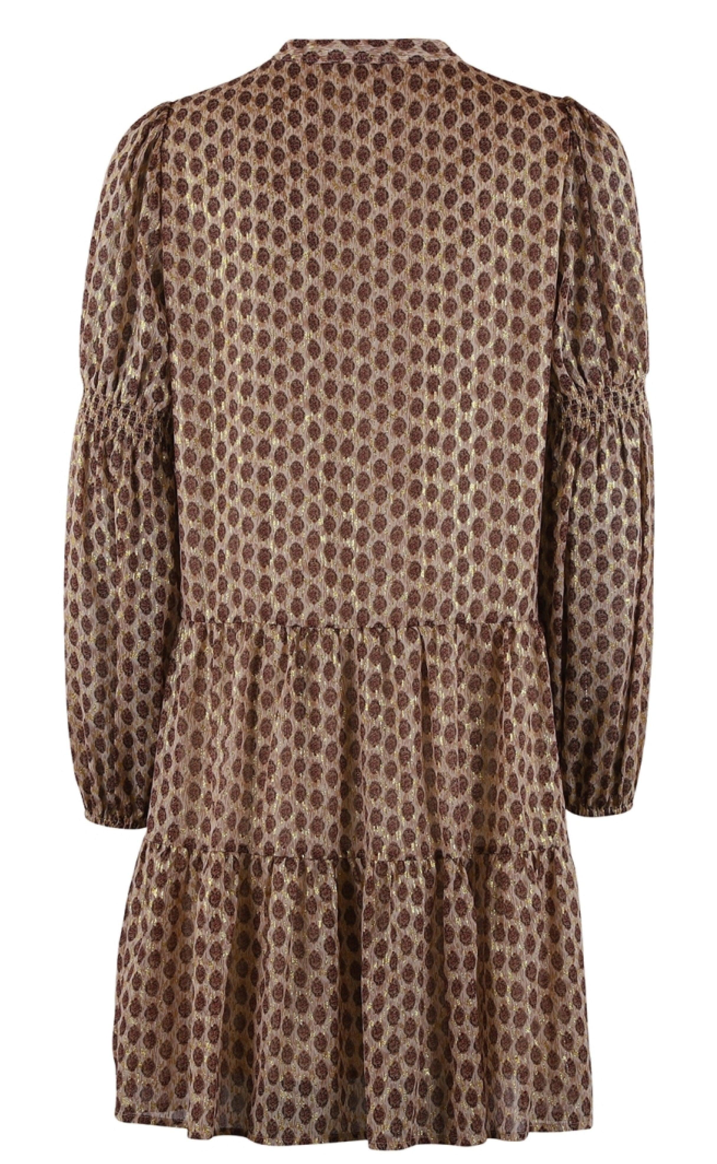 Continue Kjole - Annika - Gold Foil Print Sand