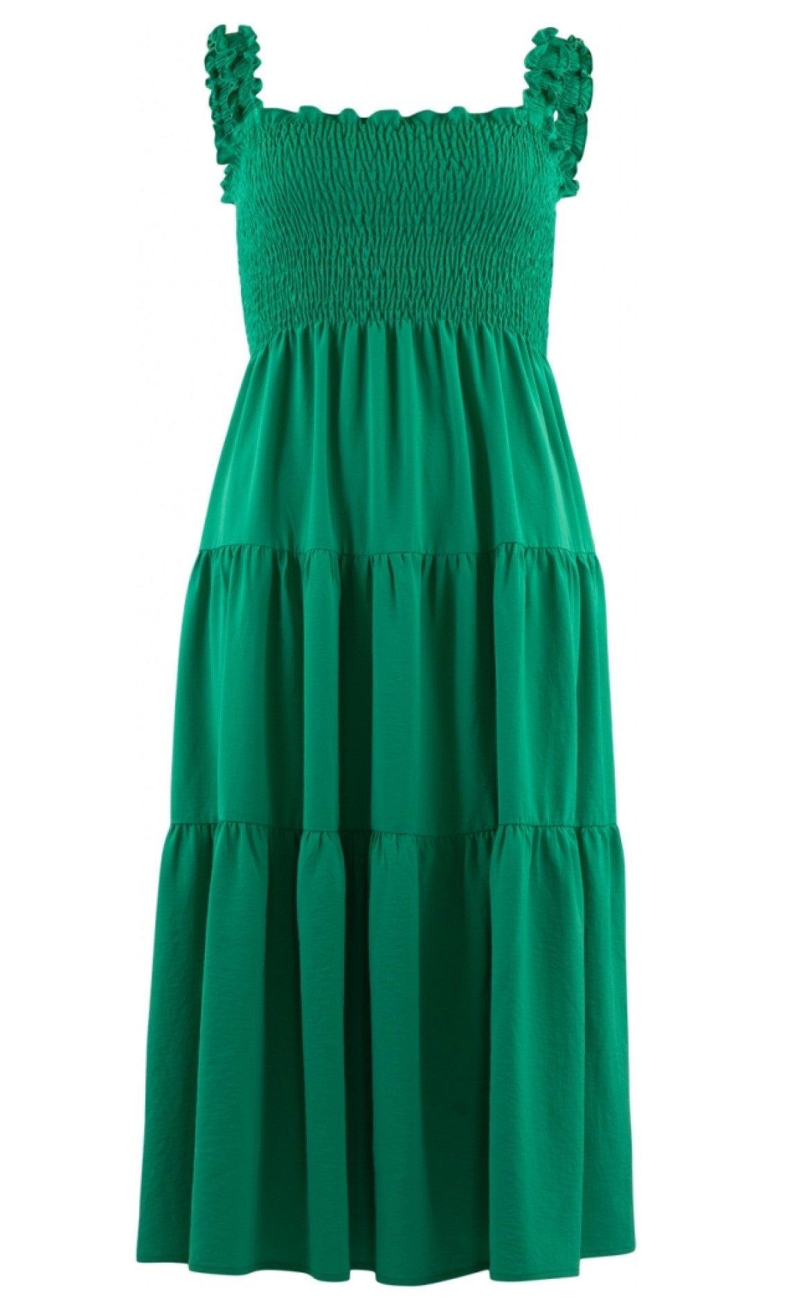 Continue Kjole - Beth Smock - Grass Green