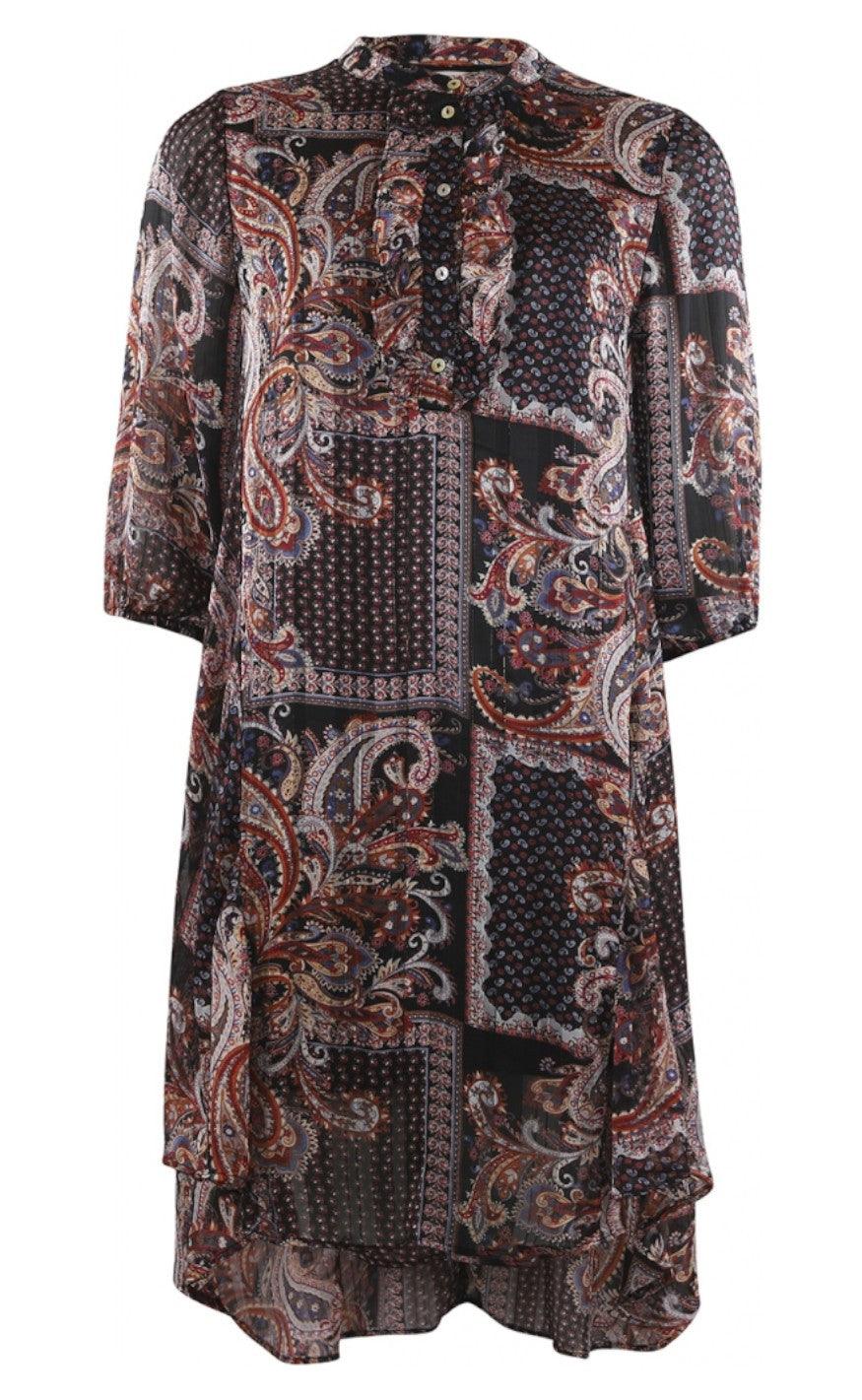 Continue Kjole - Perle Long Paisley - Black Paisley