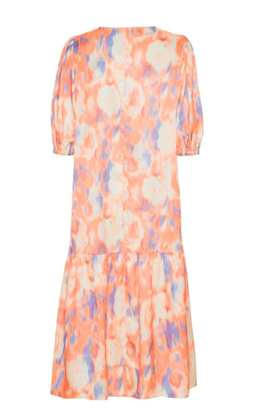 Continue Kjole - Thyra - Orange/Blue Flower