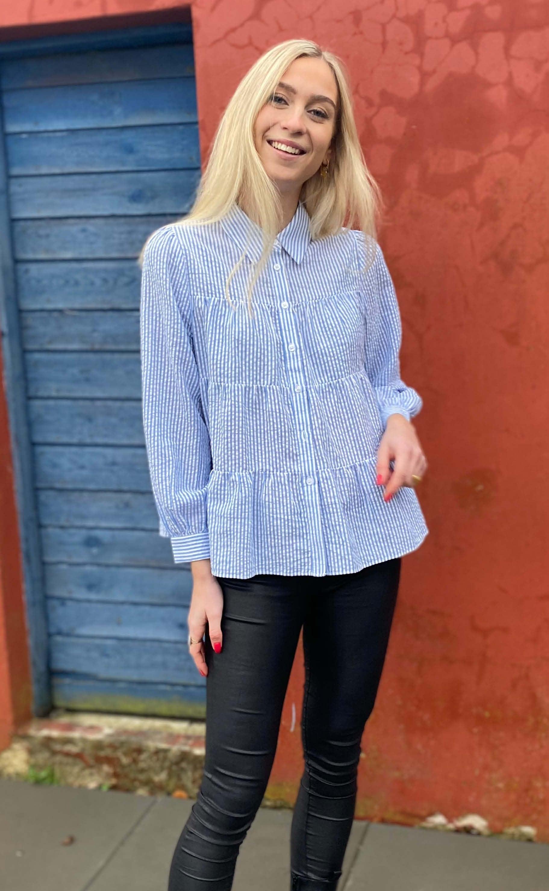 Continue Skjorte - Melina - Blue Stripe