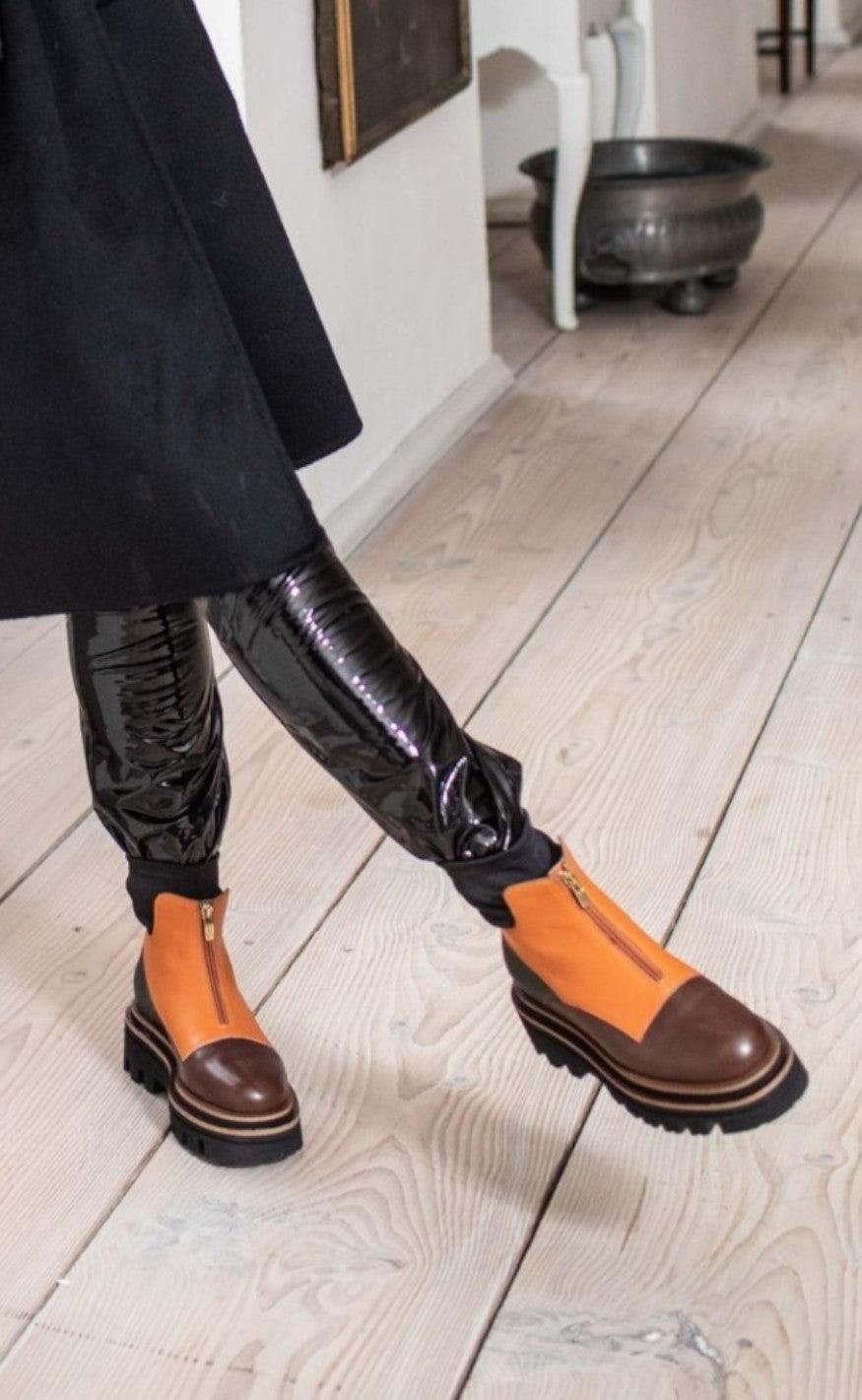 Copenhagen Shoes By Josefine Valentin Støvler - Cosy Chunky - Brown/Orange