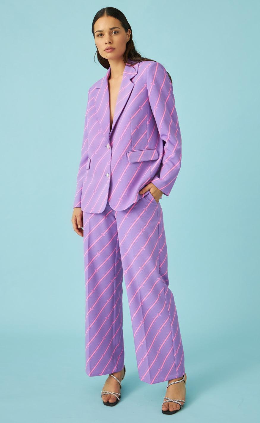 Cras Bukser - Aby - Mono Stripe Purple