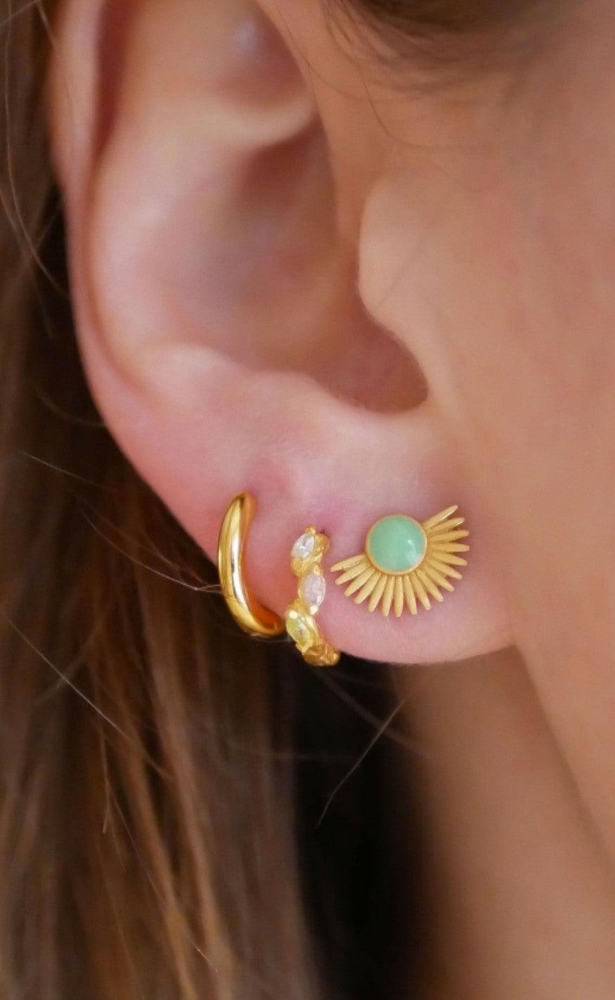 ENAMEL Copenhagen Øreringe / Stud - Soleil - Dusty Green