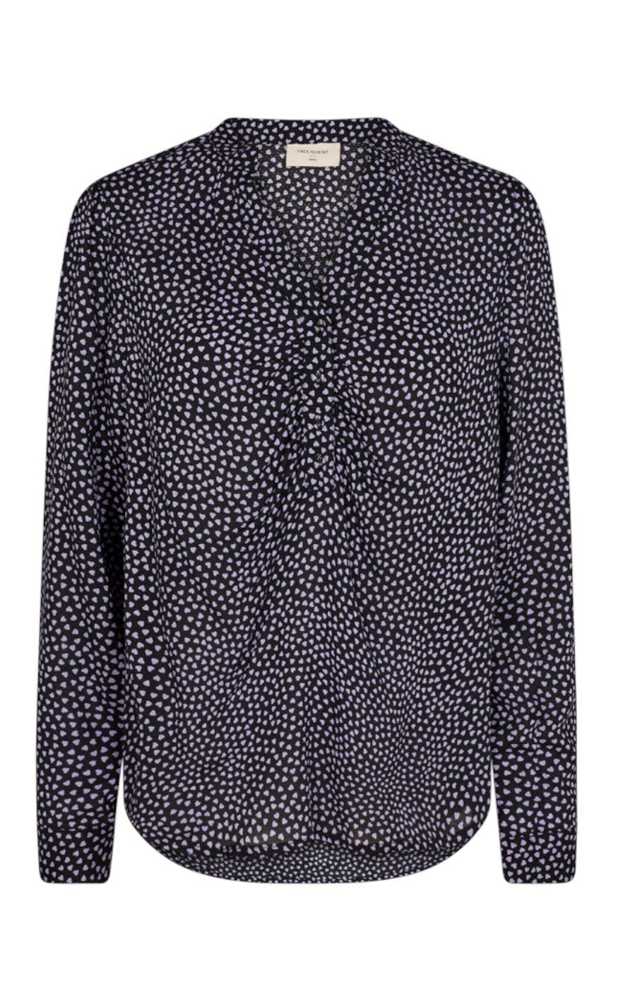 Freequent Bluse - Adney - Black W. Lavendula