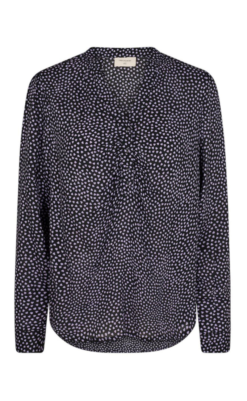 Freequent Bluse - Adney - Black W. Lavendula