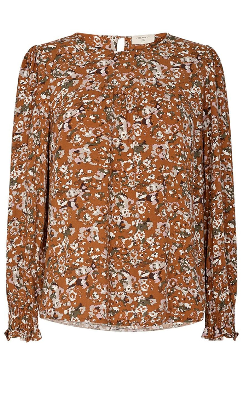 Freequent Bluse - Adney - Roasted Pecan w. Pale Mauve
