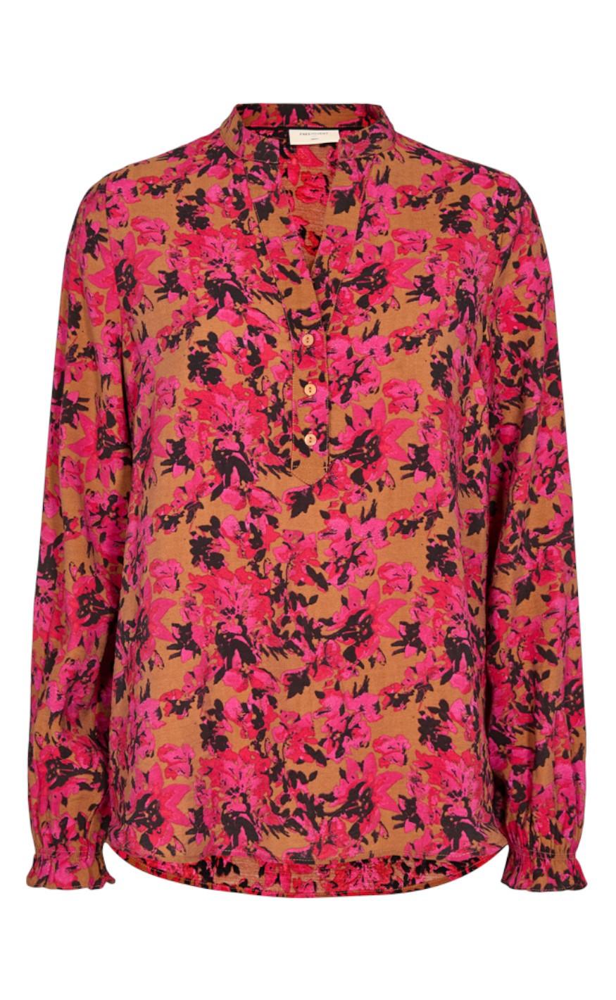 Freequent Bluse - Adriane - Cerise With Black
