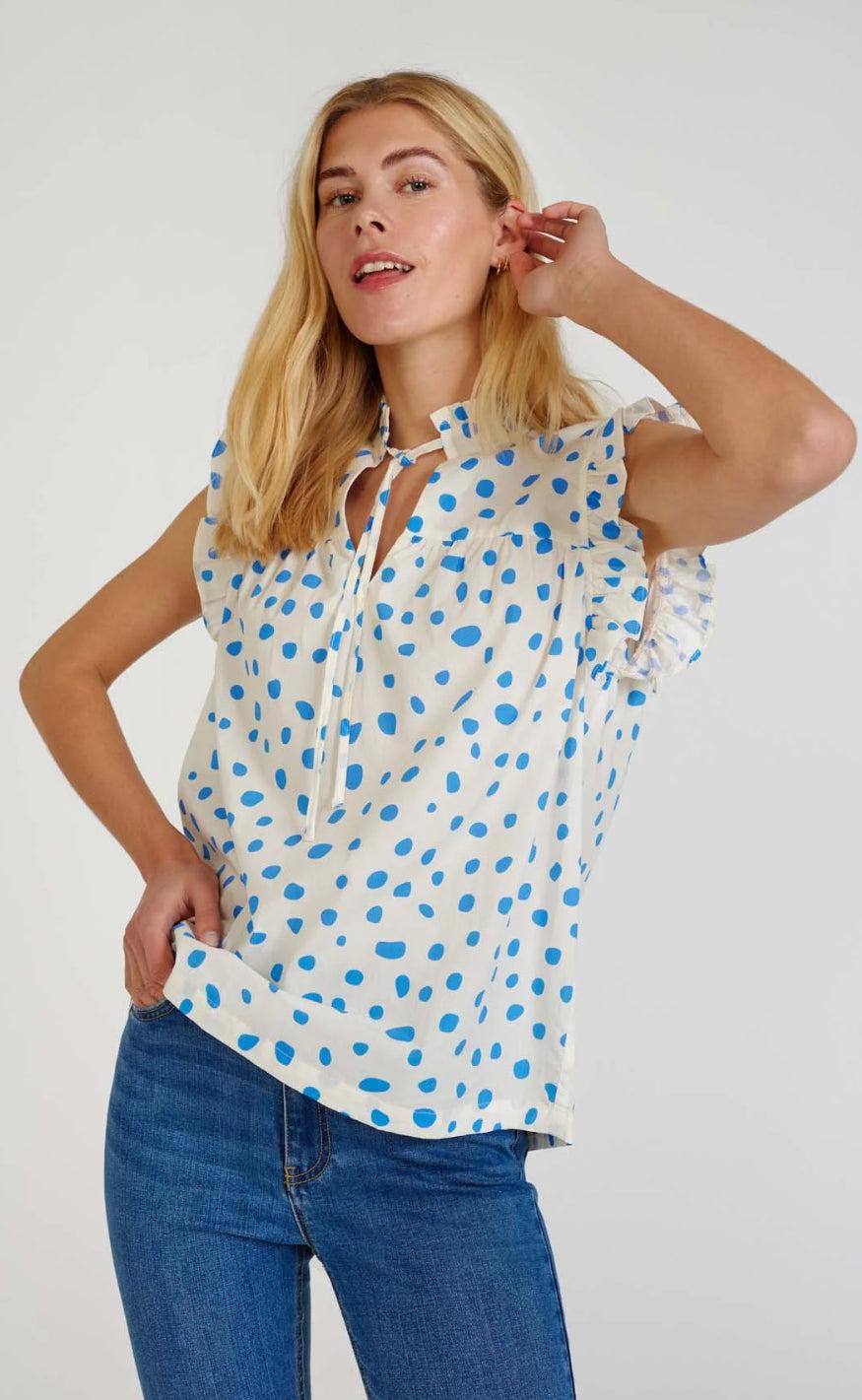 Freequent Bluse - Dotcha - Marshmallow W. Marina