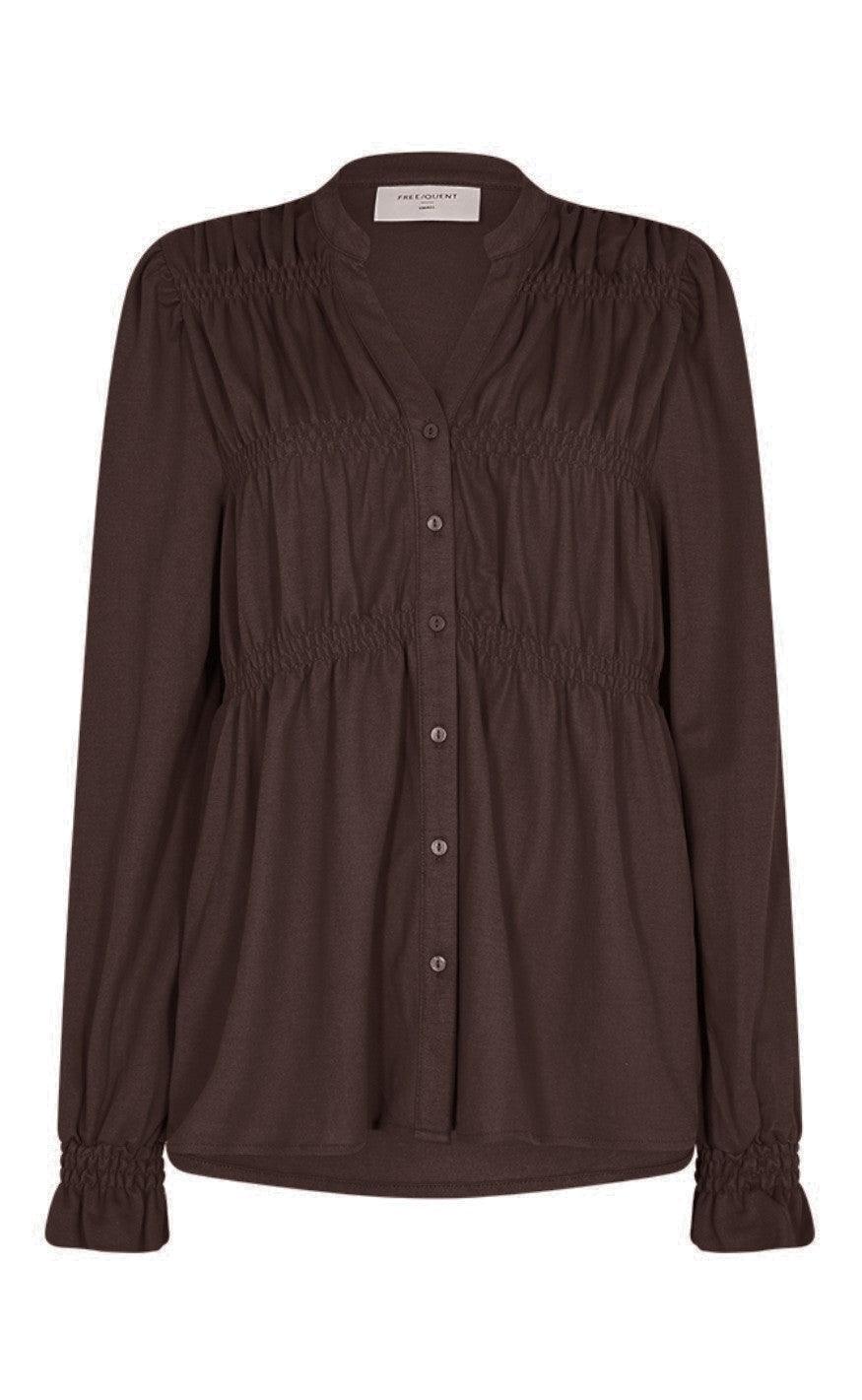 Freequent Bluse - Filan - Coffee Bean