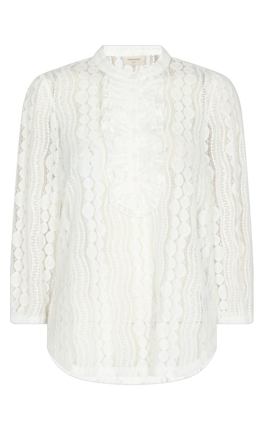 Freequent Bluse - Gro 3/4 - Off White
