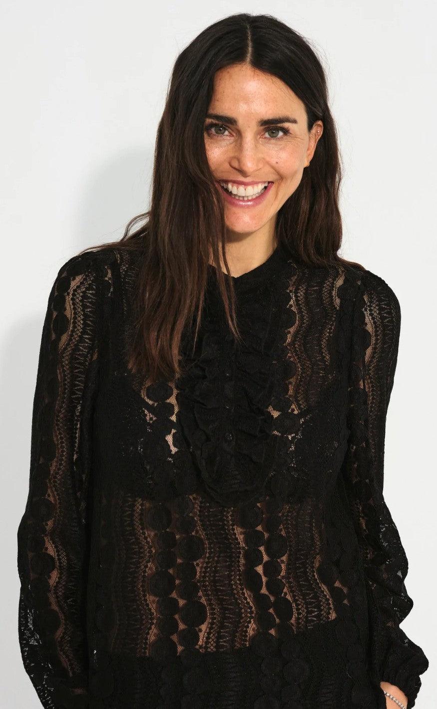 Freequent Bluse - Gro - Black