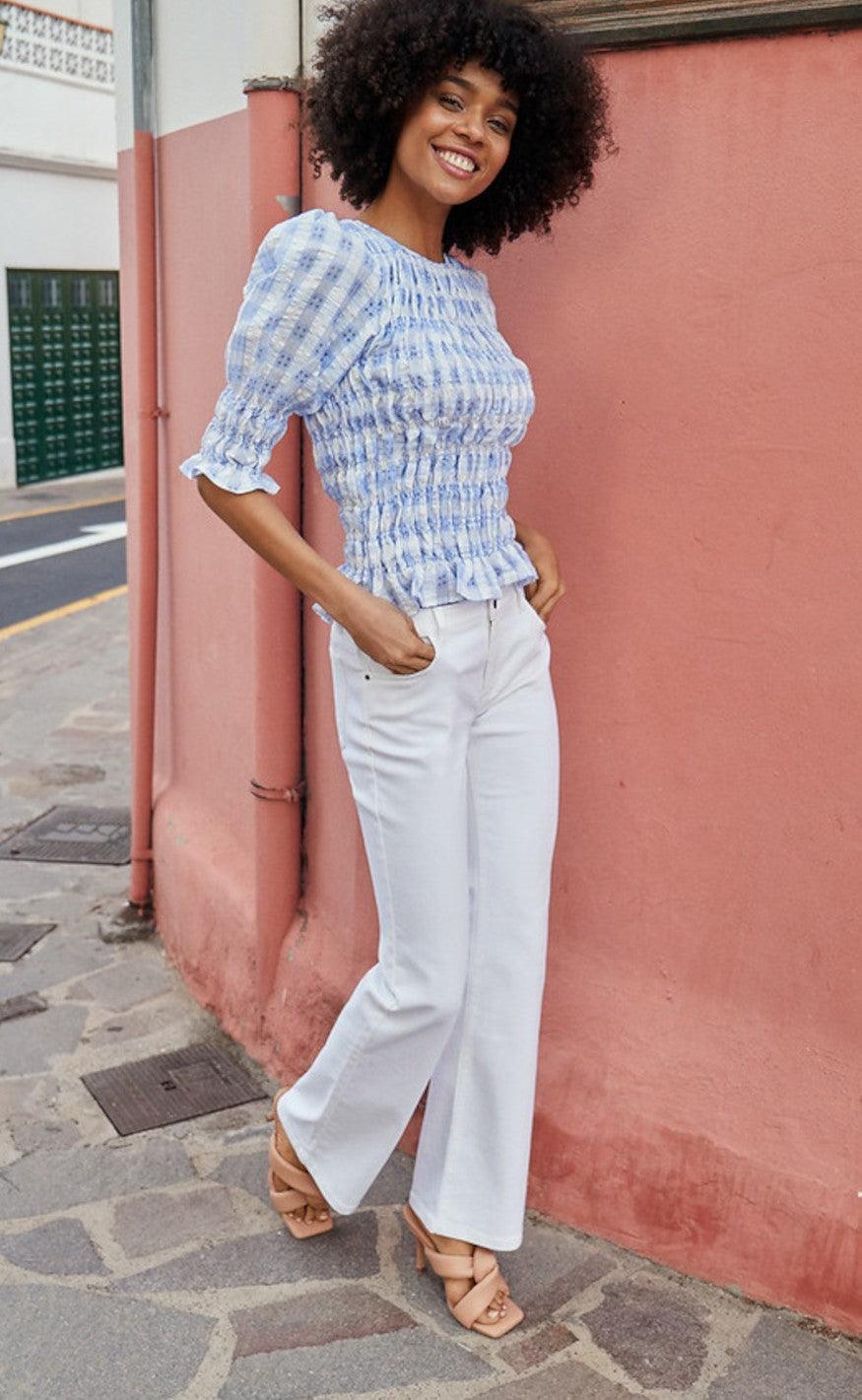 Freequent Bluse - Isabelle - Chambray Blue Mix