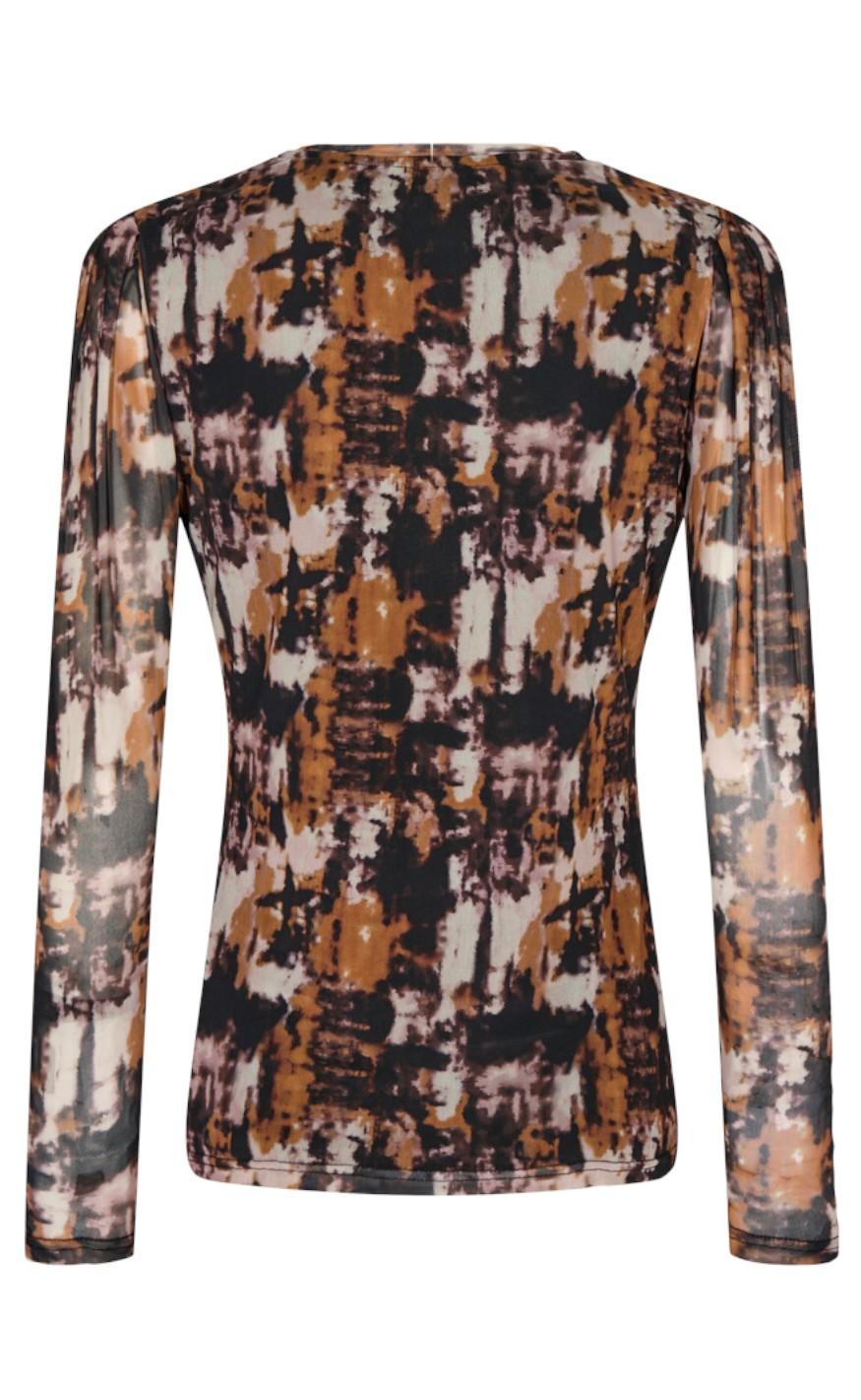 Freequent Bluse - Meshka - Coffee Bean