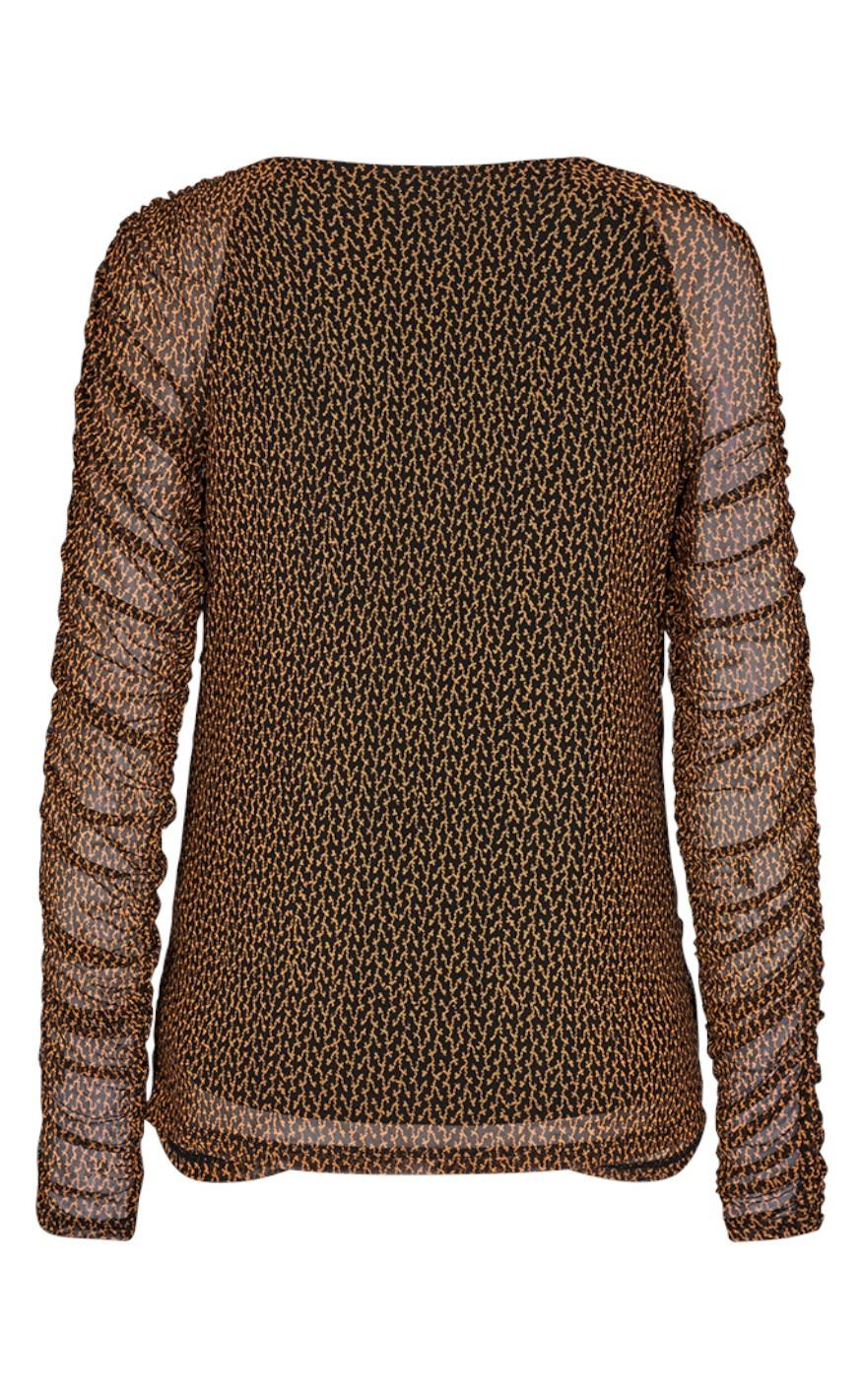 Freequent Bluse - Mono - Black With Roasted Pecan