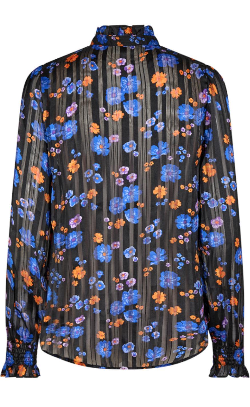 Freequent Bluse - Paulin - Black With Amparo Blue