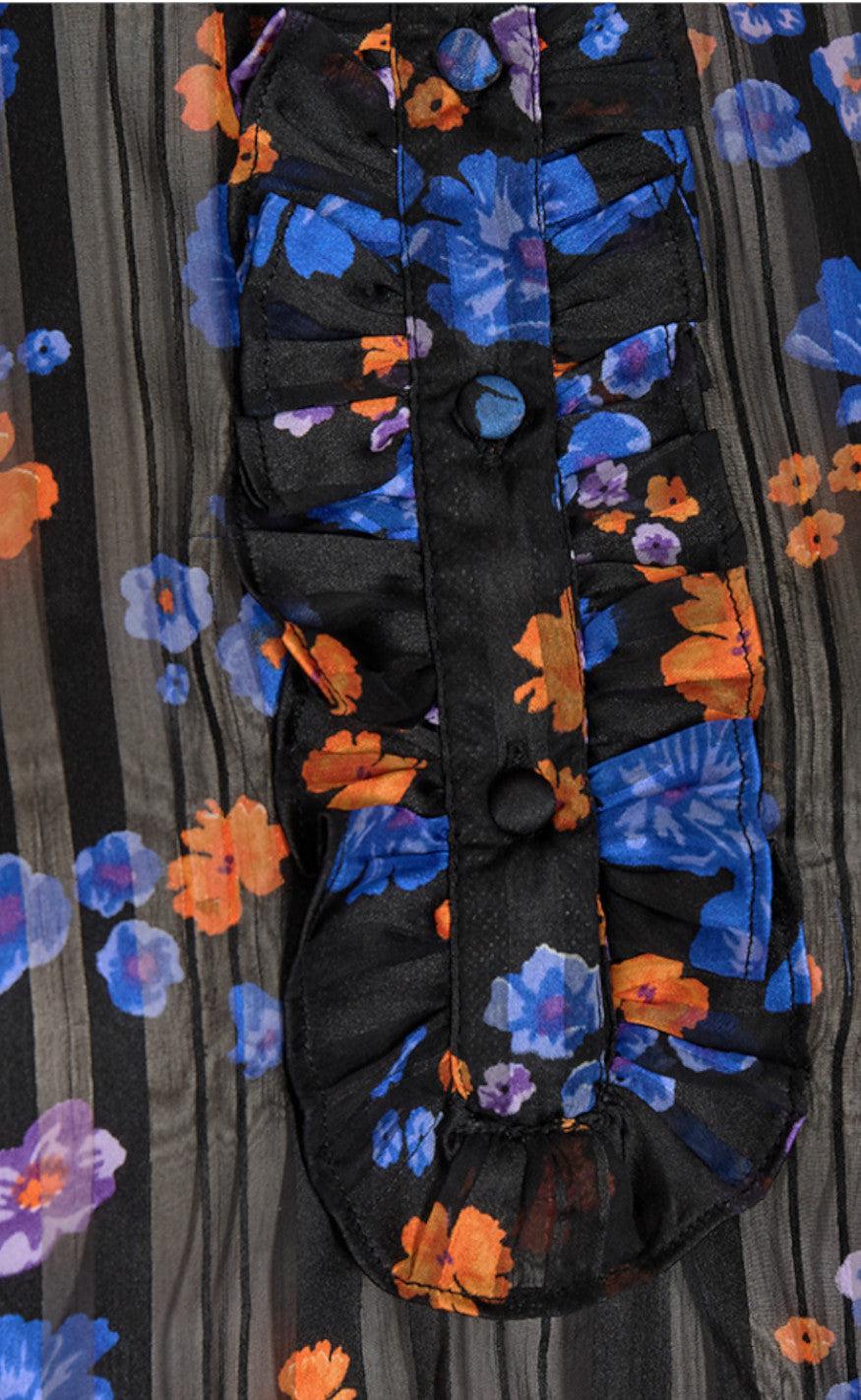 Freequent Bluse - Paulin - Black With Amparo Blue