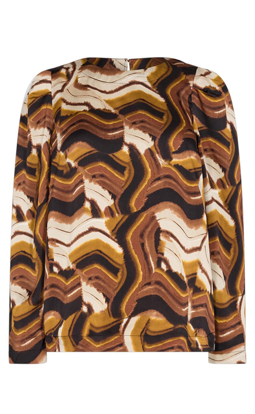 Freequent Bluse - Wish - Black With Amber Green