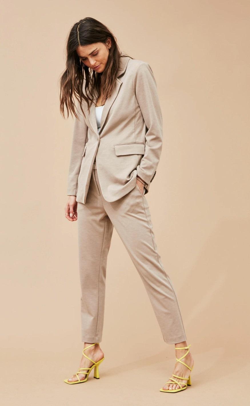 Freequent Bukser - Nanni Fashion Struc - Silver Mink