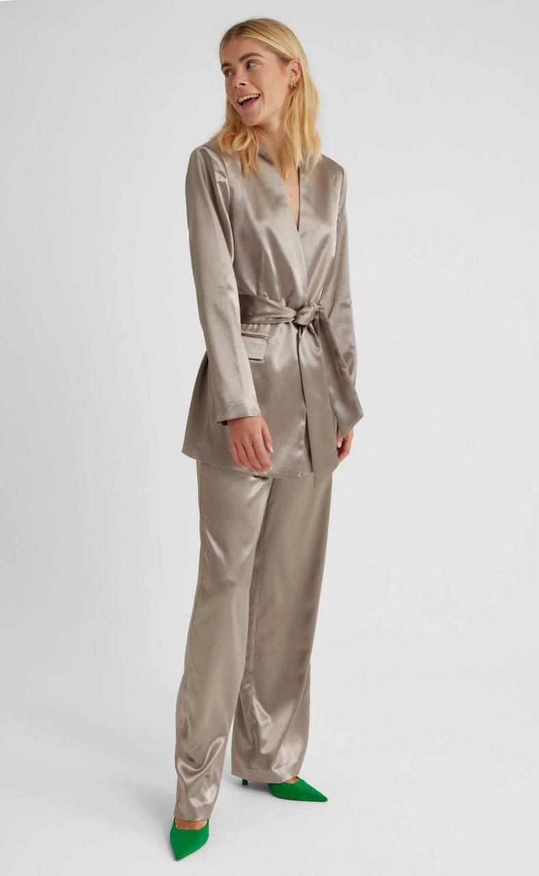 Freequent Bukser - Satin - Desert Taupe Metallic