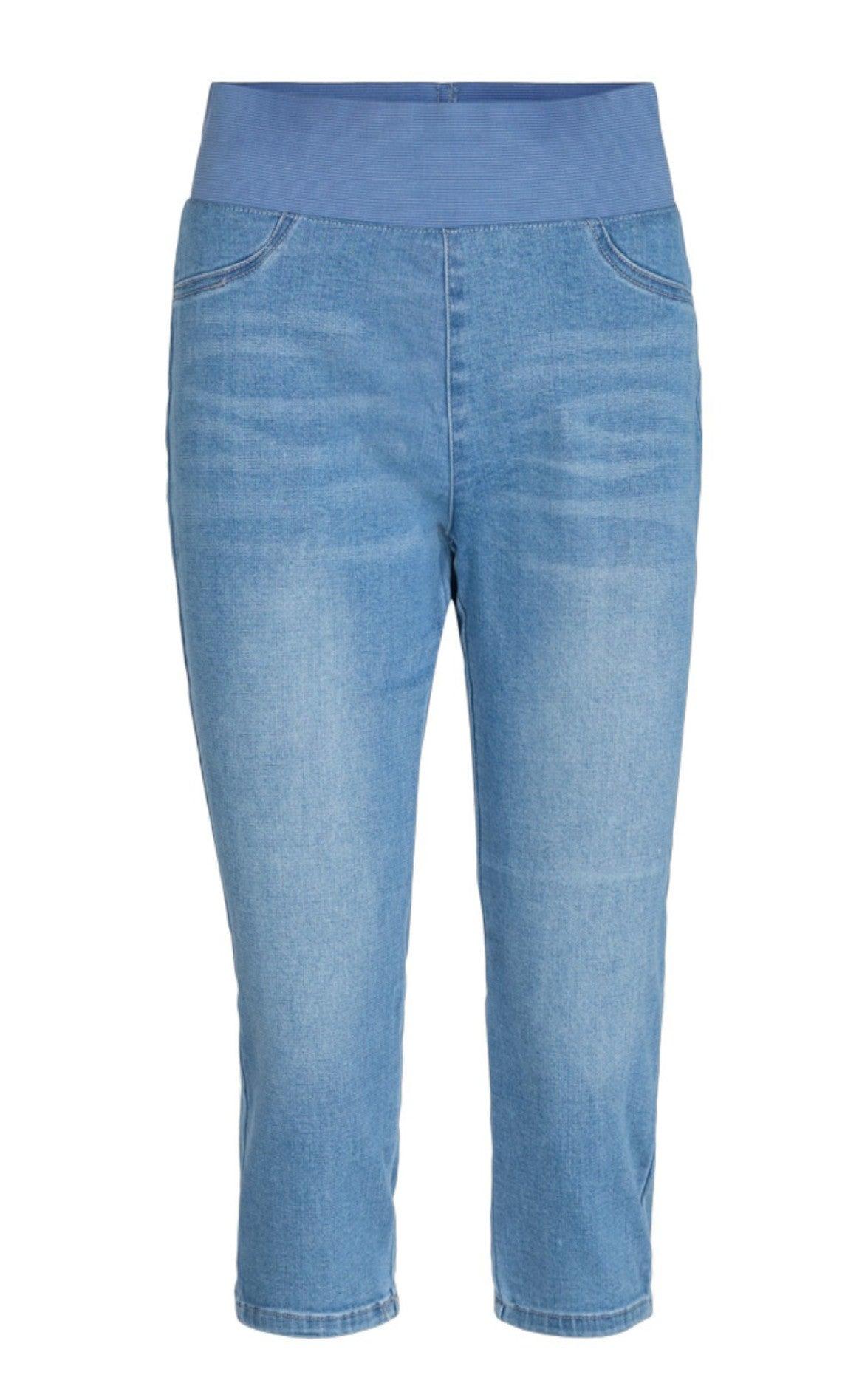 Freequent Bukser - Shantal Capri Denim - Light Blue Denim