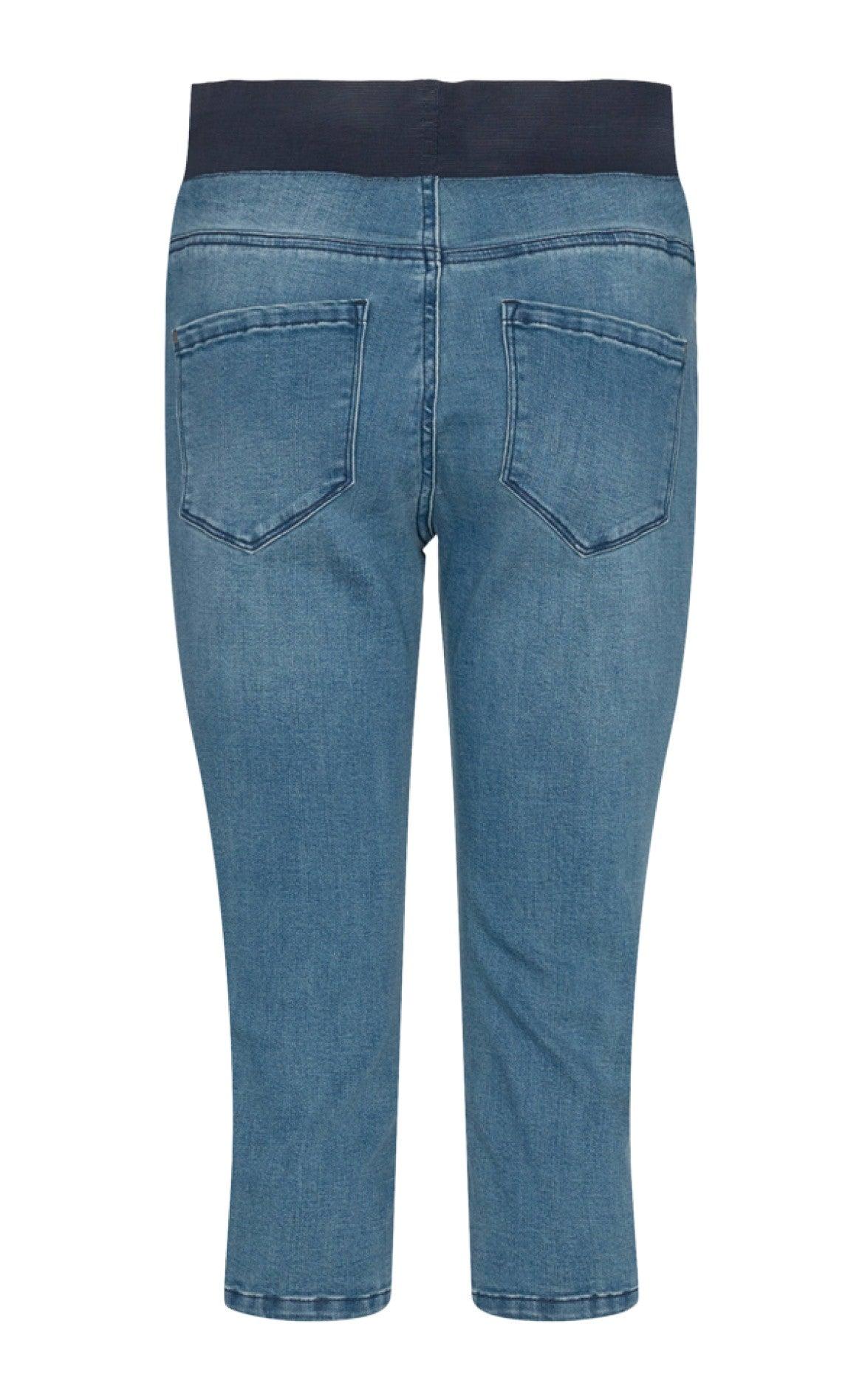 Freequent Bukser - Shantal Capri Denim - Medium Blue Denim
