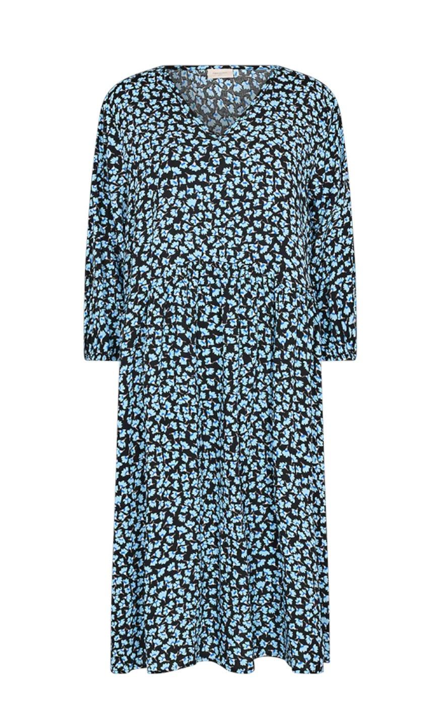 Freequent Kjole - Adney - Black With Chambray Blue