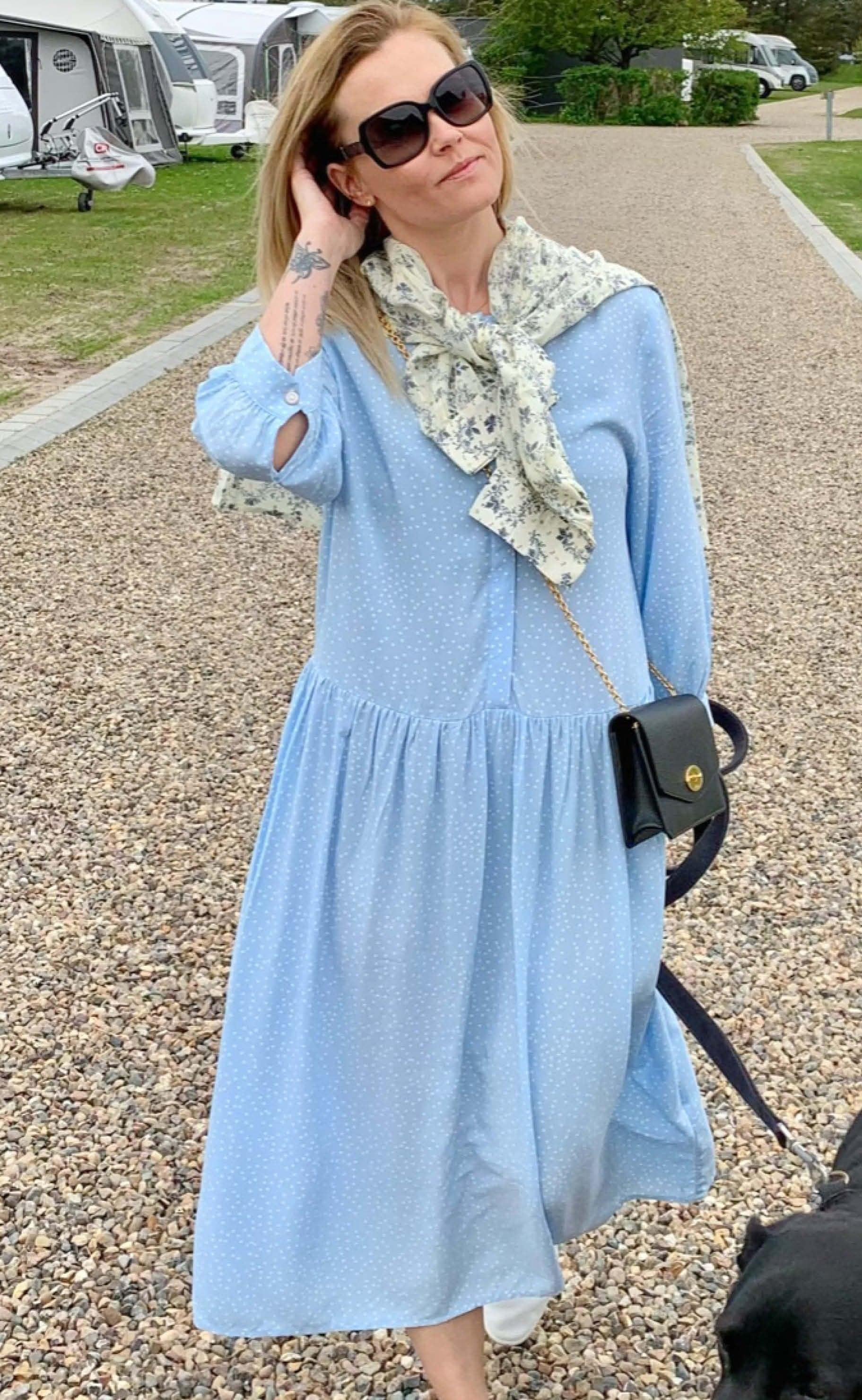 Freequent Kjole - Adney Long Layer - Chambray Blue Mix