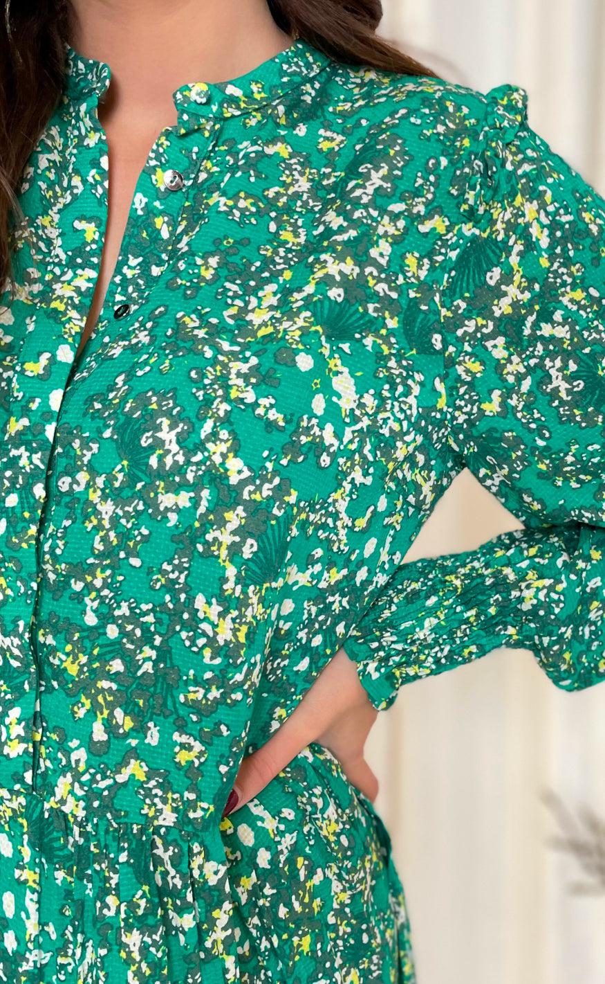 Freequent Kjole - Adney - Pepper Green W. Sharp Green