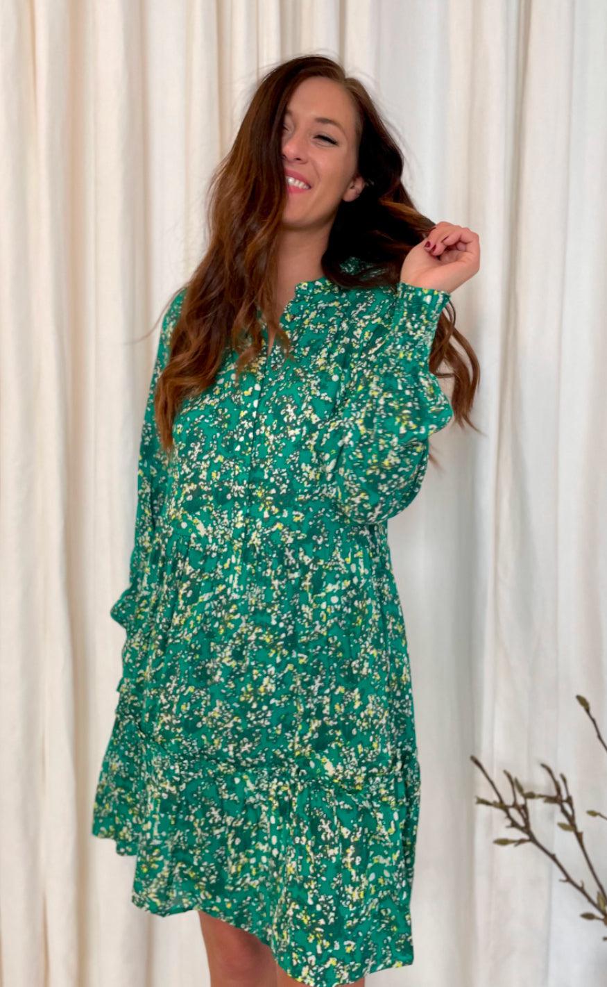Freequent Kjole - Adney - Pepper Green W. Sharp Green